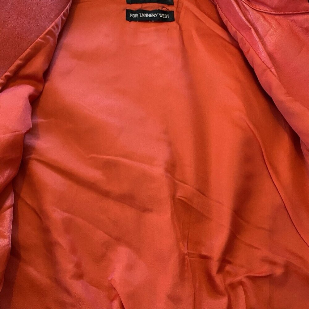 Vintage Triangles - Tannery West Jacket Womens Red Sz 5 Leather Ruffle 80's 90's - Picture 15 of 16